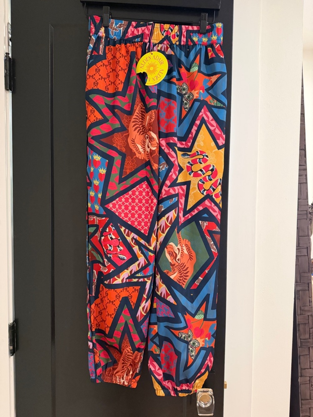 NWT Alden Adair Vibrant Star-Print Track Pants - Multicolor